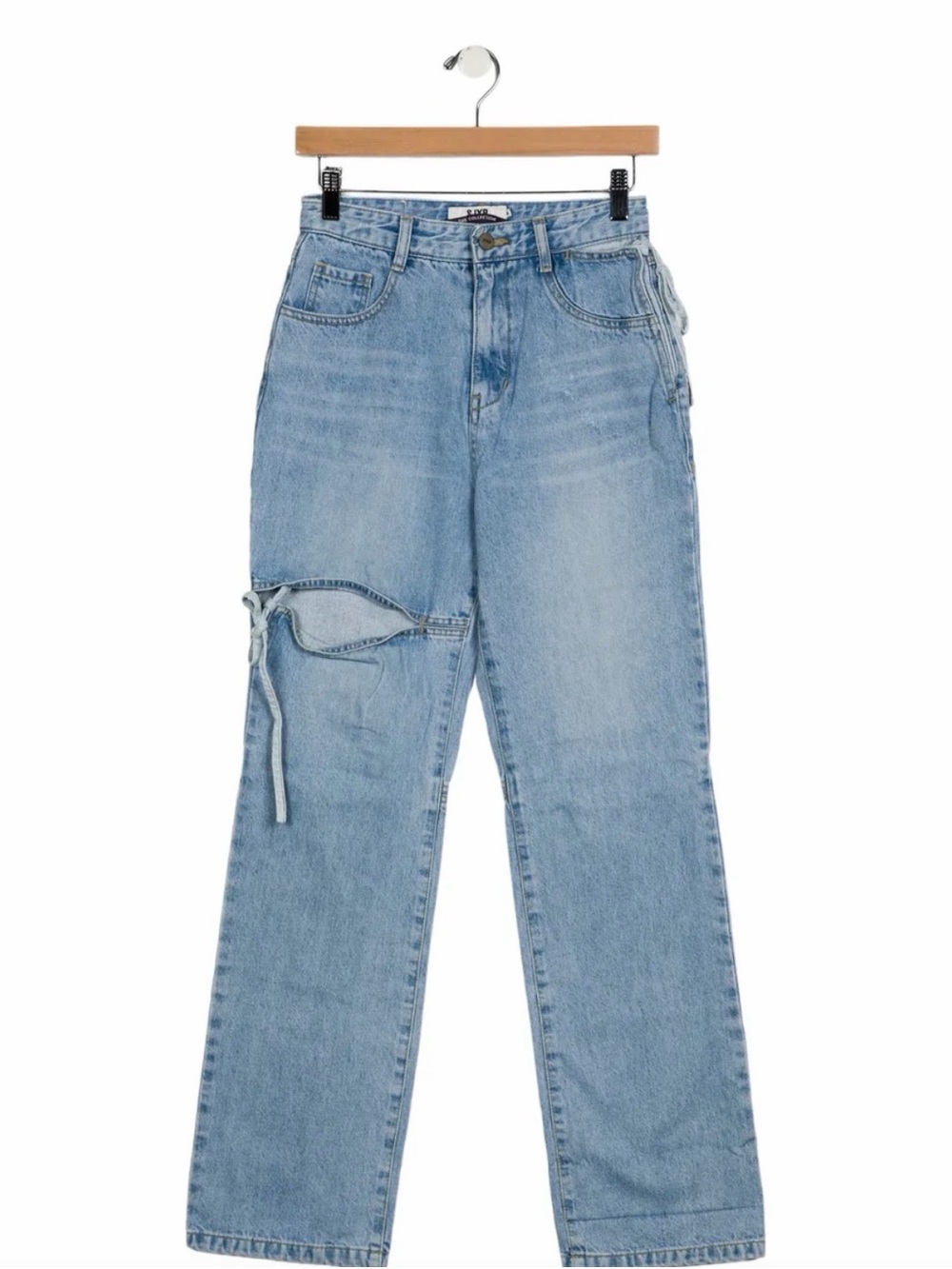 SJYP High-Rise Straight Leg Jeans Light Blue Size S
